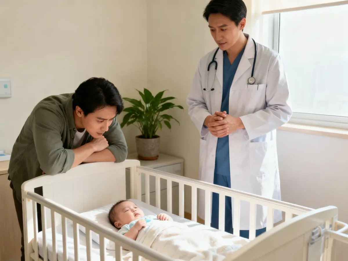 Rodzic konsultujący niepokojące objawy niemowlęcia z pediatrą